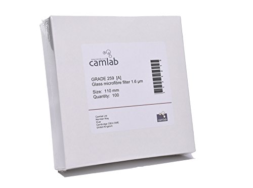 Camlab 1171210 Glas-Mikrofaser-Filterpapier, Klasse 259, 1,6 µm, Durchmesser 110 mm, 100 Stück von Camlab