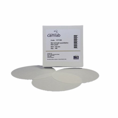camlab 1171183 Grade 51 [541] Quantitative Wet Stärke Filter Papier, Durchmesser 185 mm (100 Stück) von Camlab