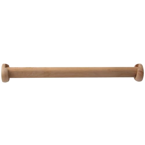 Cammeciso Holzstangen für kleiderschränke,Stange schrankrohr aus Holz,Ovale kleiderschrankstange,mit Endstützen,Ovale,Naturholz,Aufhängen von Kleidung mit Endstützen von Cammeciso