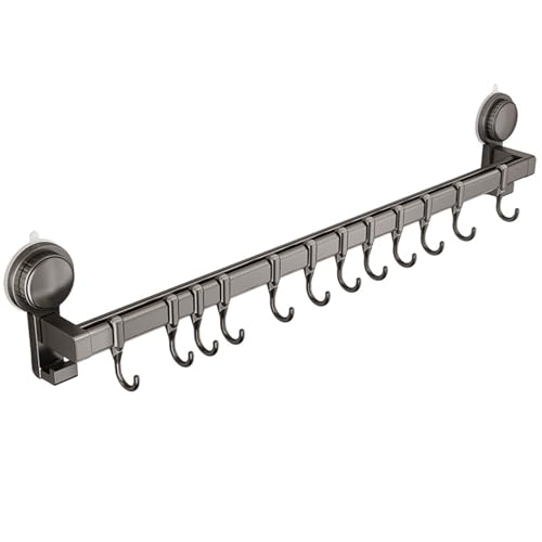 Cammeciso KüChenleiste Mit Haken,Hakenleiste KüChe Ohne Bohren,Wandmontierter KüChenutensilienhalter,Abnehmbare,Mit Saugnapf,Eleganz,FüR KüChenutensilien,Kochgeschirr,Messerhalter von Cammeciso