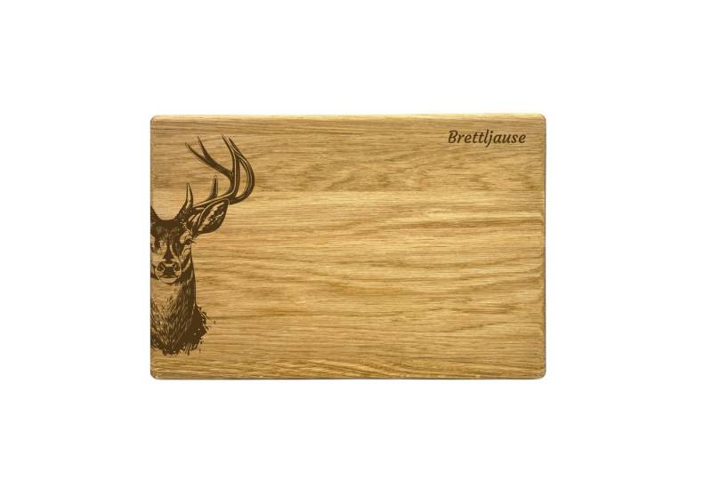 Camolo Frühstücksbrett Vesperbrett Brettljause aus Eiche 250 x 180 x 15 mm mit Hirsch, Holz von Camolo