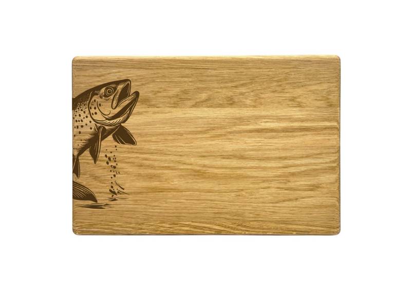 Camolo Frühstücksbrett Vesperbrett Fisch aus Eiche 300 x 200 x 15 mm, Holz von Camolo