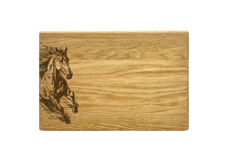 Camolo Frühstücksbrett Vesperbrett aus Eiche mit Pferd, Holz von Camolo