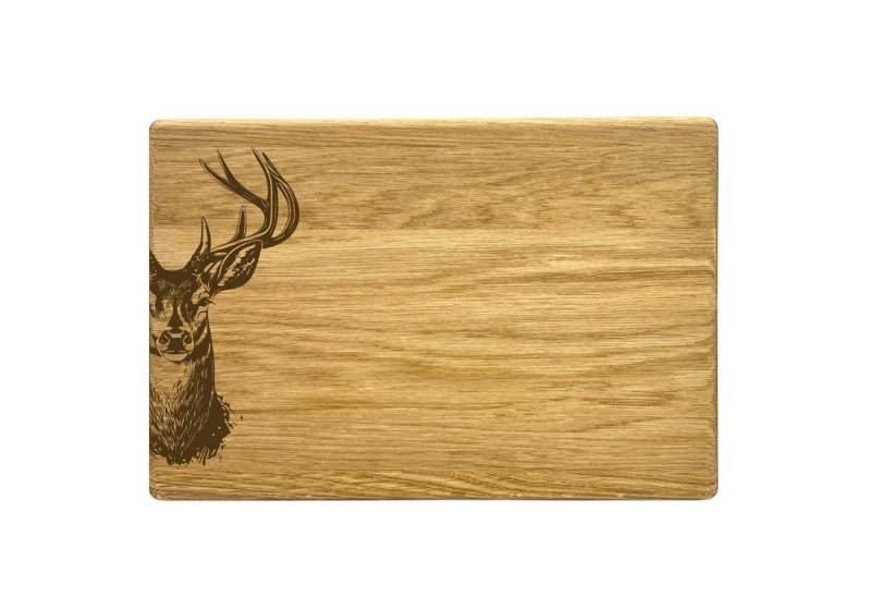 Camolo Frühstücksbrett Vesperbrett mit Hirschkopf Motiv aus Eiche 30 x 20 cm, Holz von Camolo
