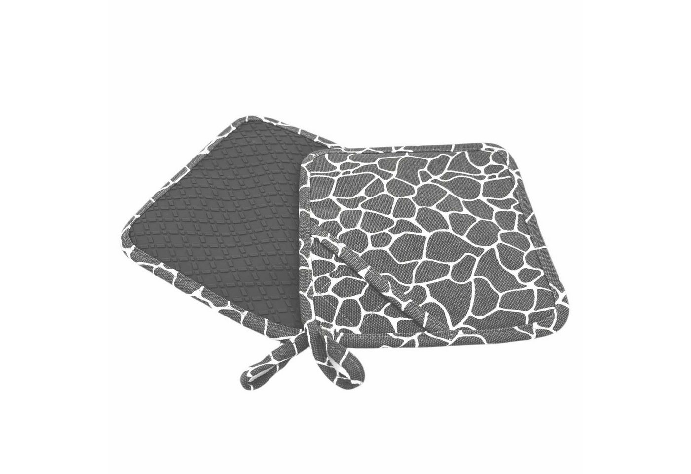 Camolo Topflappen 2er Set Ofenhandschuhe Silikon & Baumwolle hitzebeständig 18 x 18 cm, (2-tlg), Rutschfest, mit Aufhängeösen, strapazierfähig von Camolo