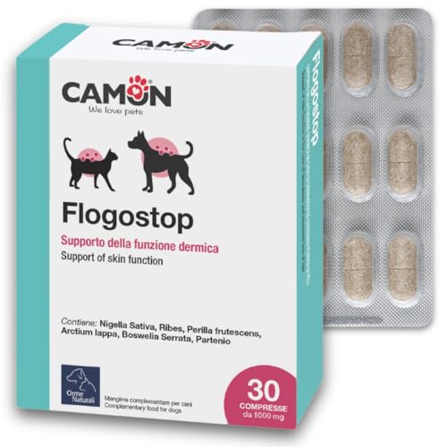 CAMON | Flogostop Tabletten 30 Kapseln für Hunde und Katzen, Ergänzungsfuttermittel gegen Juckreiz und Hautirritationen von CAMON