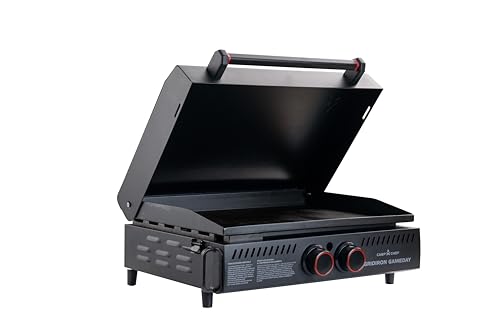 Gridiron Gameday Tragbare Tisch-Grillplatte mit Flammenwerfer-Zündung und Klappdeckel zum Schutz, pulverbeschichteter Stahl, Schwarz von Camp Chef