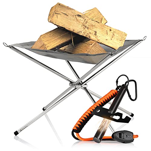 CampFeuer Feuerstahl Set mit Feuerstahl mit Feuerstarter und mobiler Feuerstelle | Notfall Feuerzeug mit Feuerschale, Notfallausrüstung für Camping | Funkenstab, Zündstab, Fire Starter, Survival Kit von CampFeuer