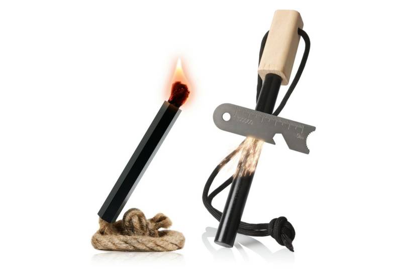 CampFeuer Feuerzeug Feuerstahl Set mit, Multi-Tool und Zunder, Notfallausrüstung, Survival (Set, Feuerstahl, Multi-Tool und Zunder) von CampFeuer
