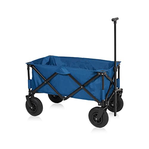 Campart HC-0414 – Faltbarer Bollerwagen Rochelle – Luftreifen – 103 L – bis zu 70 kg – mit Aufbewahrungstasche – Blau von Campart