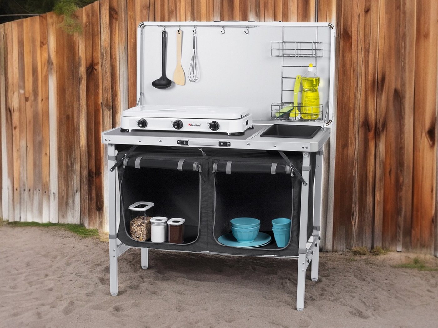 Campart Spülenschrank mobile Küchenbox mit Spüle Outdoor Küchenschrank faltbar Camper Küche von Campart