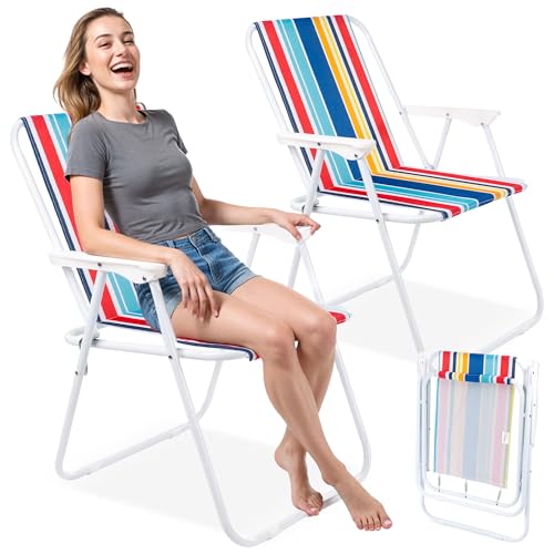 Campela Campingstuhl 2er Set – Leichter Klappstuhl mit Armlehnen, 100 kg Traglast – Tragbarer Outdoorstuhl für Camping, Garten, Balkon & Angeln – Faltbar, Mehrfarbig von Campela