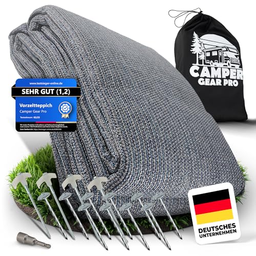 Camper Gear Pro Vorzeltteppich mit Profi Heringen [Extrem Stabil] | Camping Teppich Outdoor – Zeltteppich, Markisenteppich für Wohnwagen, Wohnmobil & Zelt – Jetzt Größe wählen (300x400 cm) von Camper Gear Pro
