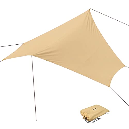 Campguru Tarp Wing Sonnen Segel Camping Vor Zelt Wind Schutz Plane Baumwolle 4 m, Einheitsgröße, Khaki von Campguru