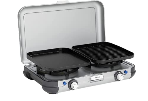 Campingaz Camping Kitchen 2 Grill & Go CV - Gaskocher, 2-flammig, Campingkocher, Betrieb mit Gaskartusche, Campingkocher mit 3.6 Watt, Kartuschenkocher mit 2 stufenlos regelbaren Kochplatten von Campingaz