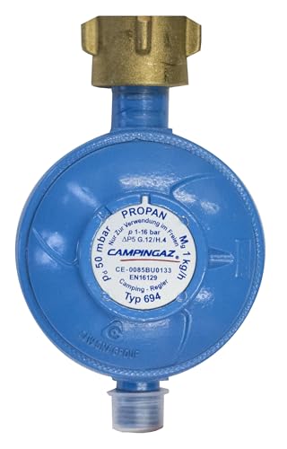 Campingaz Gasdruck-Regler 50 mbar 1kg/h, für Anschluss eines Gasgeräts (Gasgrill, etc) an eine Gasflasche (5kg und 11 kg) von Campingaz