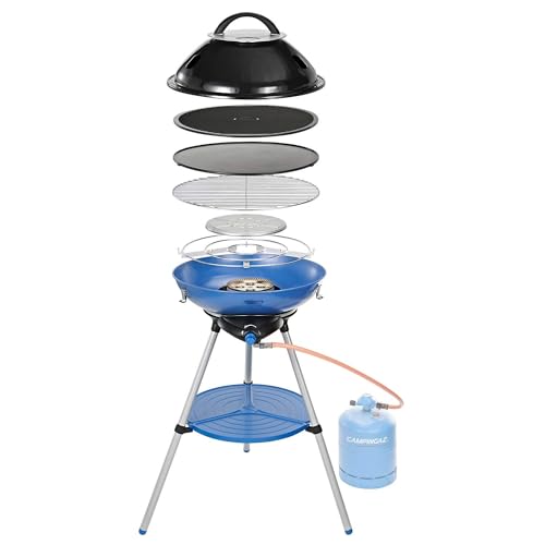 Campingaz 694002 Party Grill, Kleiner Grill für Camping, Festivals, Camping-Grill mit flexiblen Kochmöglichkeiten, Gaskocher mit Antihaftbeschichteter Grillplatte und Topfträger, 45 x 15 x 15 cm von Campingaz