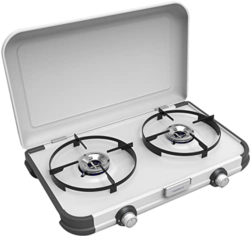 Campingaz Campingkocher Camping Kitchen 2, Gaskocher mit 2 x 2.000 Watt Leistung, Mit Abnehmbaren Spülmaschinenfesten Topfrosten, Praktisches Und Platzsparendes Design von Campingaz