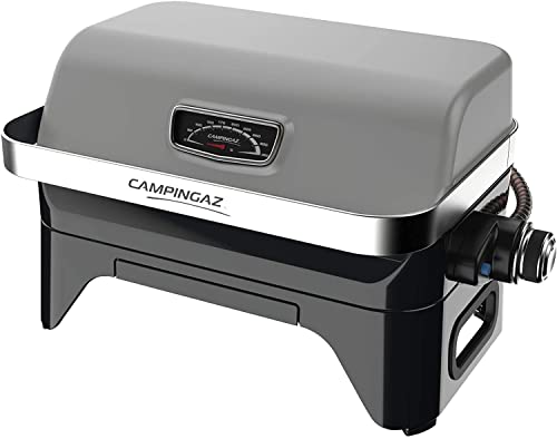 Campingaz Gasgrill Attitude2go CV, raucharmer Tischgrill, tragbarer Balkon-, Camping-Grill, mit Deckel, Thermometer und Gusseisen-Grillrost, Betrieb mit CV Gaskartuschen, Grau von Campingaz