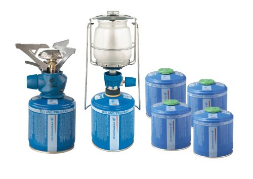 Campingaz Gaslampe Lumostar Plus PZ + Gaskocher Twister Plus PZ + 4 Gaskartuschen CV 300 Plus von Campingaz