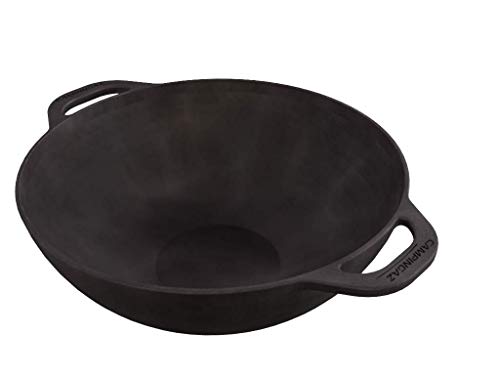 Campingaz Mandarin Wok für Gasgrills mit Culinary Modular System, antihaftbeschichtete Gusseisen Wok-Pfanne mit Griffen, Ø 32 cm, Höhe 12 cm, Grillwok, Grill Zubehör für asiatische Gemüsepfannen von Campingaz