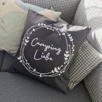 Kissenbezug Campingliebe Dunkelgrau Hellgrau von Campingemotions