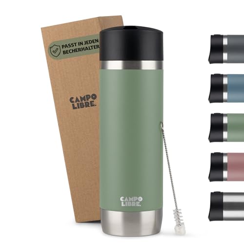 Campo Libre.® Anto I Kaffeebecher to go thermo I Thermobecher 450ml I 100% auslaufsichere Travel Mug mit One-Touch-Verschluss I Premium Coffee to go becher I Doppelwandig, hält mind. 6h heiß von Campo Libre.