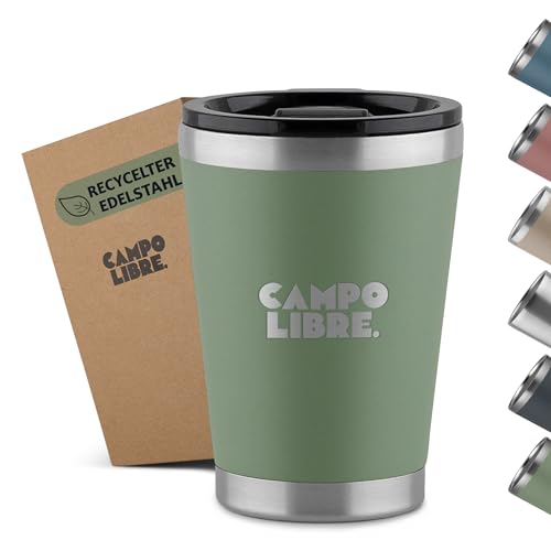 Campo Libre.® Bono I Thermobecher mit verschließbarem Deckel I Campingbecher 350ml I Thermosbecher I Perfekt als Teebecher to-go oder Coffee to-go Becher I Kaffeebecher thermo von Campo Libre.