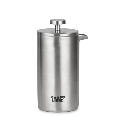 Campo Libre.® Giorgio French Press I Kaffeebereiter aus doppelwandigem Edelstahl 0,35l I plastikfreie Kaffeepresse mit Thermofunktion inkl. Ersatzfilter I Kaffeezubereiter I 100% recycelter Edelstahl von Campo Libre.