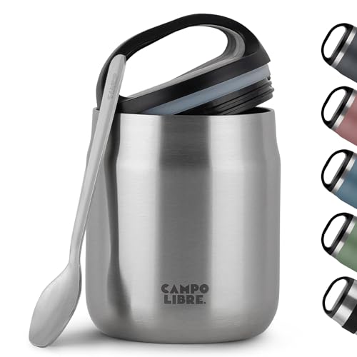 Campo Libre.® Thermobehälter für Essen, 600ml Edelstahl Thermobecher Essen mit Löffel, Warmhaltebehälter Essen, Mueslicup oder Babybrei Warmhaltebox, Thermo-Essensbehälter erhältlich in 5 Farben von Campo Libre.
