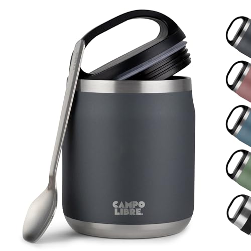 Campo Libre.® Thermobehälter für Essen, 600ml Edelstahl Thermobecher Essen mit Löffel, Warmhaltebehälter Essen, Mueslicup oder Babybrei Warmhaltebox, Thermo-Essensbehälter erhältlich in 5 Farben von Campo Libre.