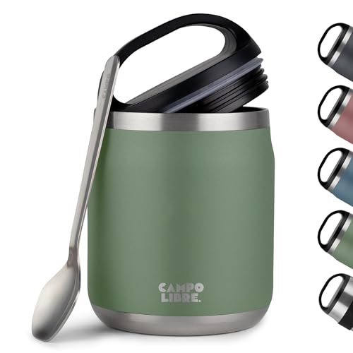 Campo Libre.® Thermobehälter für Essen, 600ml Edelstahl Thermobecher Essen mit Löffel, Warmhaltebehälter Essen, Mueslicup oder Babybrei Warmhaltebox, Thermo-Essensbehälter erhältlich in 5 Farben von Campo Libre.