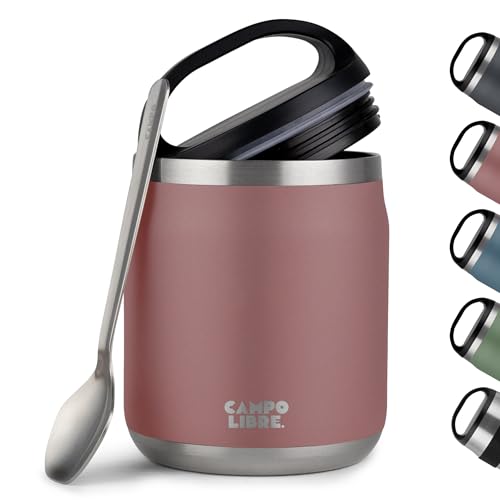 Campo Libre.® Thermobehälter für Essen, 600ml Edelstahl Thermobecher Essen mit Löffel, Warmhaltebehälter Essen, Mueslicup oder Babybrei Warmhaltebox, Thermo-Essensbehälter erhältlich in 5 Farben von Campo Libre.