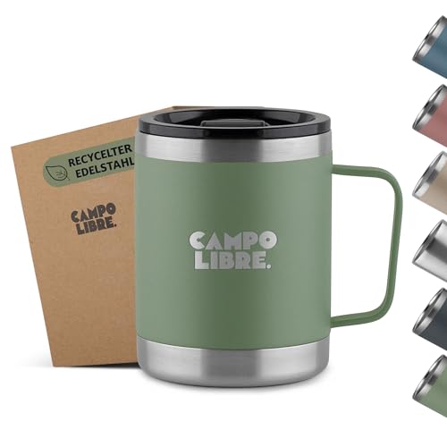 Campo Libre.® Tito I Edelstahl Thermotasse 350ml mit verschließbarem Deckel I Thermobecher Kaffee to go I thermobecher I Thermobecher mit Henkel Kaffeebecher to go thermo I thermo Kaffeebecher von Campo Libre.