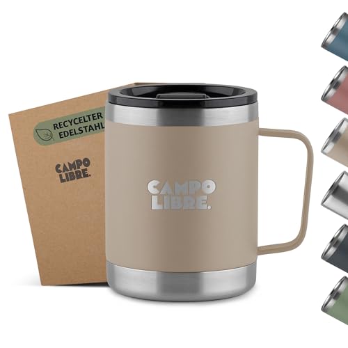 Campo Libre.® Tito I Edelstahl Thermotasse 350ml mit verschließbarem Deckel I Thermobecher Kaffee to go I thermobecher I Thermobecher mit Henkel Kaffeebecher to go thermo I thermo Kaffeebecher von Campo Libre.