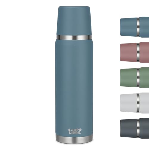 Campo Libre. Jaco® Thermoskanne 1L, 750ml, 500ml I Thermos mit Becher I Unsere Thermosflasche mind. 24h heiß I Isolierkanne mit Doppelwandisolierung ist zu 100% auslaufsicher & recycelter Edelstahl von Campo Libre.