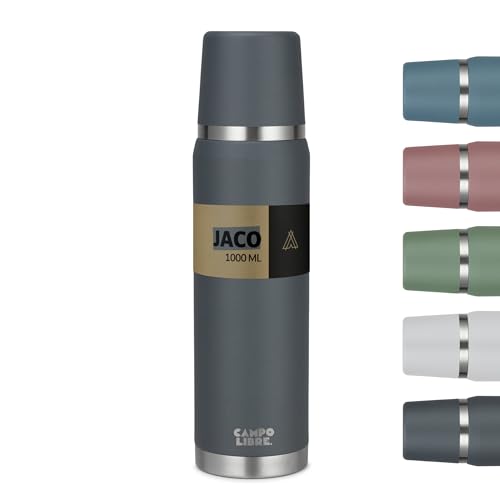 Campo Libre. Jaco® I Thermoskanne 1l & 750ml I Thermos mit Becher I Unsere Thermosflasche hält mind. 24h heiß I Isolierkanne mit hochqualitativer Doppelwandisolierung ist zu 100% auslaufsicher von Campo Libre.