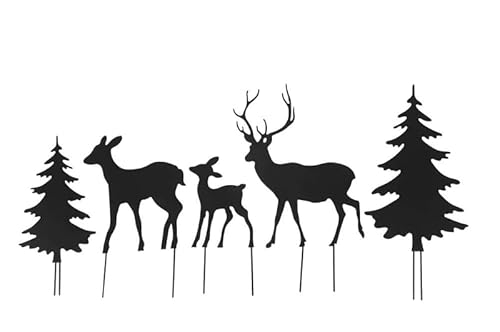 Campo Metallstecker Hirschfamilie Eisen Höhe 15-27 cm schwarz, Weihnachten, Advent, Set von Campo