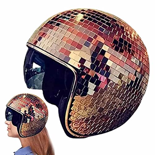 Discokugel Hüte Disco-Helm | Disco Helme Mit Einziehbarem Visier | Klassische Disco-Kappe | Glitzer Spiegel Glas Discokugel Hut Helm Für Herren Damen DJ Club Bühne Bar Par Hochzeit Dance von Campsie