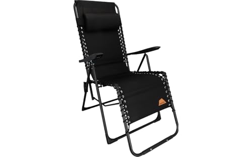 Camptime Bari Relaxliege | Liegestuhl klappbar mit Kissen für Garten, Balkon & Camping | Sonnenliege Campingstuhl faltbar mit 6-Fach Verstellbarer Rückenlehne | Gartenstuhl leicht & stabil bis 110kg von Camptime