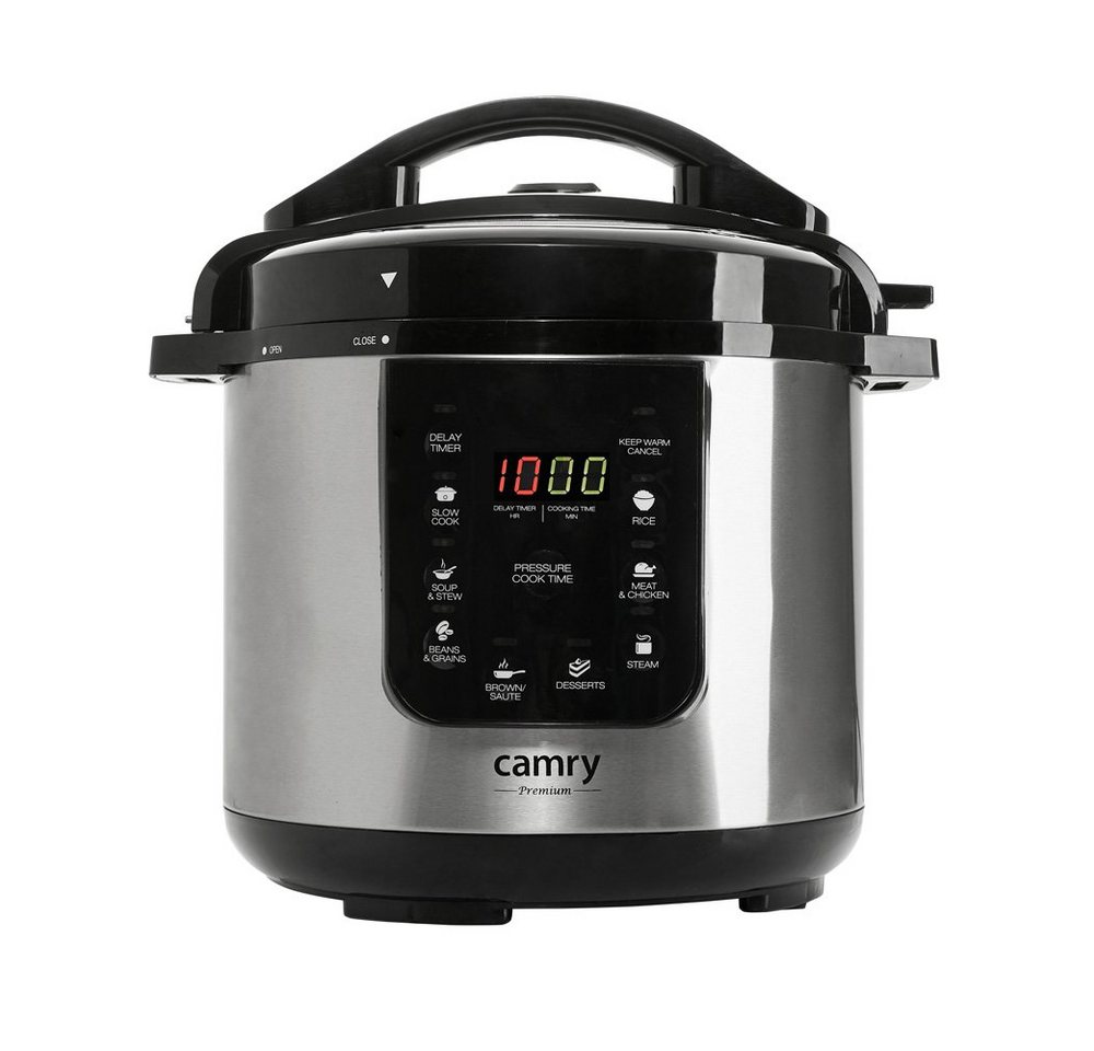 Camry Schnellkochtopf CR 6409 Schnellkochtopf 6 Liter mit Timer und Slow Cook-Funktion von Camry