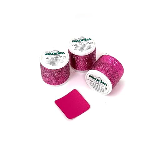Camtiac Madeira Beilaufgarn sehr feines metallisiertes Beilaufgarn Farben: Pink 3x1000 Meter Snapspule inkl. Displayreiniger von Camtiac