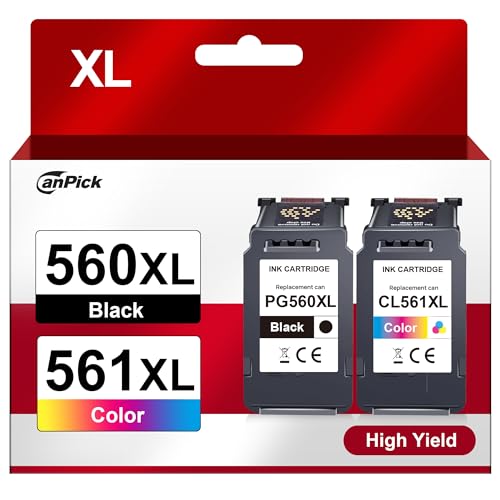 CanPick 560 561 Patronen XL PG-560XL CL-561XL Multipack Ersatz für Canon Druckerpatronen 560 560 PG 560 XL schwarz und CL 561 XL für Canon Pixma TS5350 TS5351 TS5352 TS5353 TS7451 TS7450 Drucker von CanPick