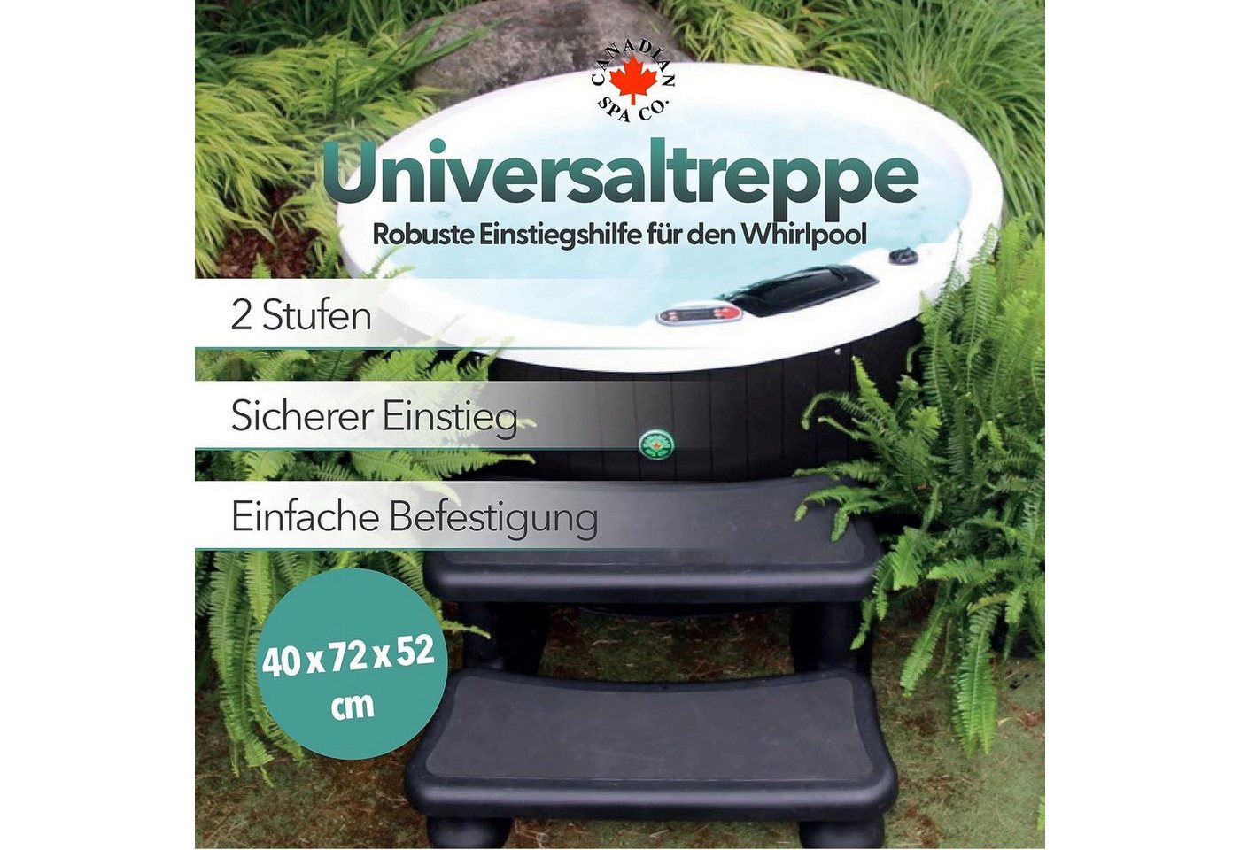 Canadian Spa GmbH Poolleiter Universal Treppe, 2 Stufen, 40 x 72 x 52 cm, Whirlpool treppe, rutschfest und tragbar. von Canadian Spa GmbH
