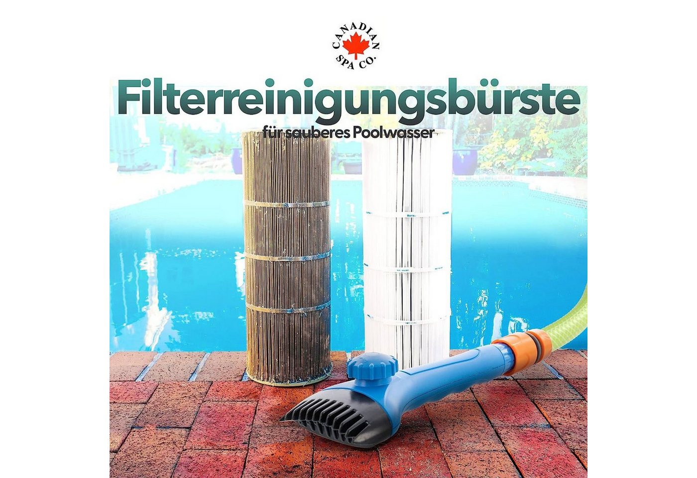 Canadian Spa GmbH Poolpflege Filterreinigungsbürste, mit abnehmbarem Bürstenkopf und Schlauchanschluss von Canadian Spa GmbH