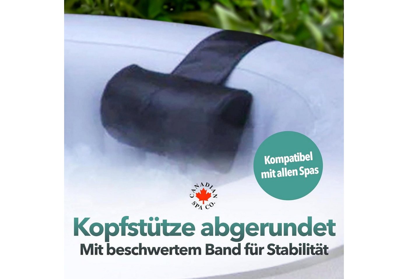 Canadian Spa GmbH Whirlpoolsitz Kopfstütze - schwarz (Rund), Beschwert, Universal für jeden Whirlpool, 29 cm lang, 14 cm breit. von Canadian Spa GmbH