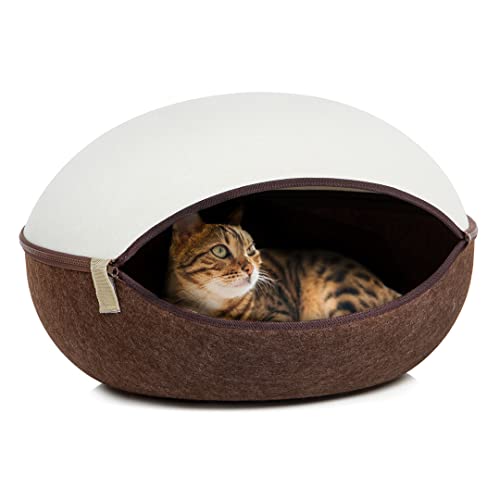 CanadianCat Company | Katzenhöhle, Katzennest Creme-braun - das Katzenbett aus Filz mit Stil Filzbett für die Katze 52 x 45 x 33 cm von CanadianCat Company
