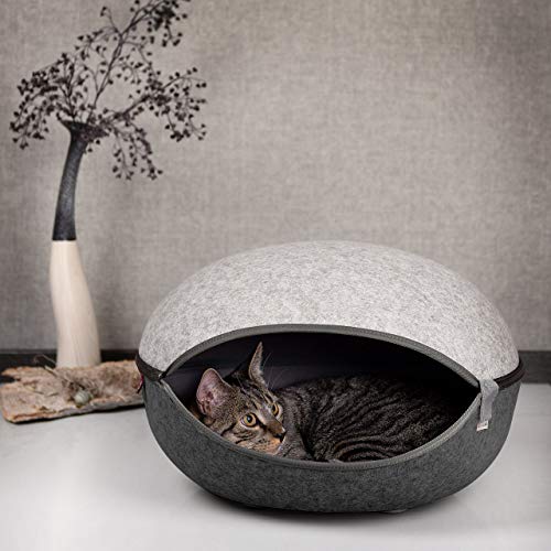 CanadianCat Company | Katzennest, Katzenhöhle in Zwei Grautönen - das Katzenbett mit Stil ca. 52 x 45 x 33 cm von CanadianCat Company