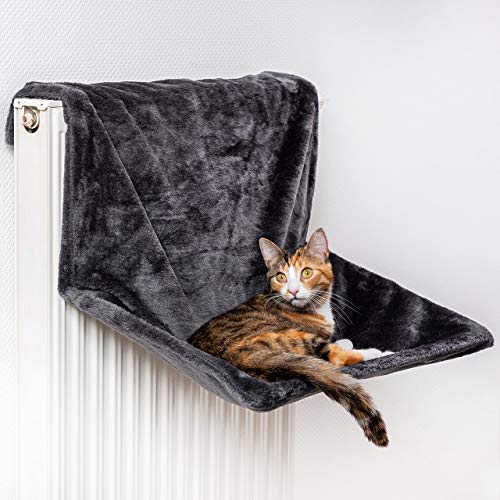 CanadianCat Company | XXL Hammock | Liegemulde BZW. Heizungliege für Grosse Katzen | Anthrazit - Dunkelgrau | verstellbar | 60 x 40 x 30 cm von CanadianCat Company