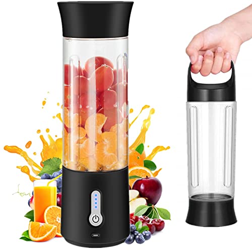 Canareen Tragbarer Mixer Smoothie Maker - 500ML Blender Mixer für Smoothies und Shakes | 4000mAh wiederaufladbarer USB Mini Mixer mit sechs Klingen | Hand Blender (Schwarz) von Canareen